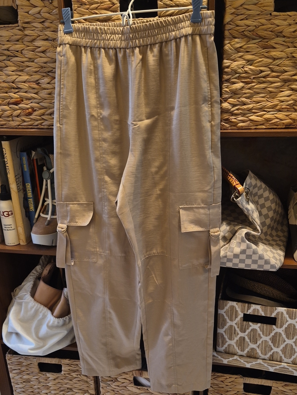 Michael Kors Silky Champaigne Elastic Waist Cargo Pants NWOT